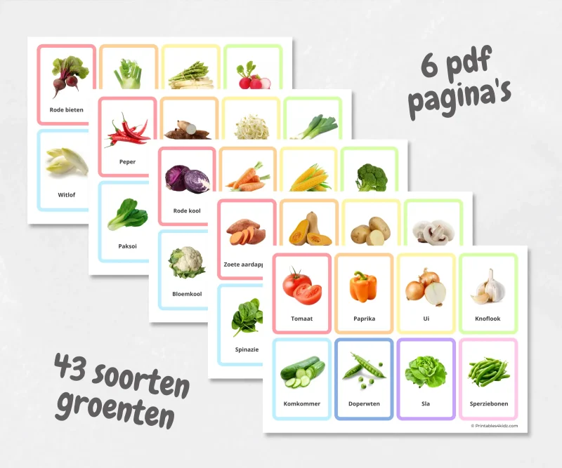 Printables4Kidz - Flashcards Groenten - Overzicht